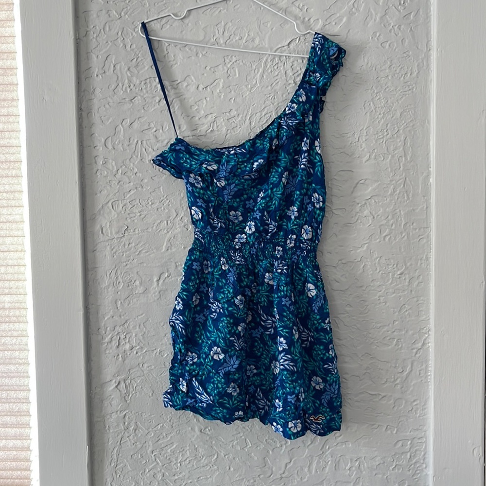 Hollister Blue Floral One Shoulder Dress
